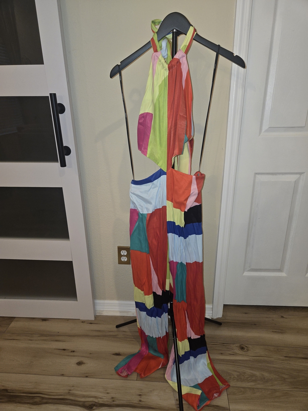 Forever 21 Multicolor Colorblock Halter Wide-Leg Jumpsuit